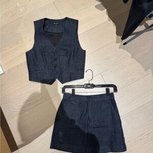 Dark Blue Denim Vest and Skirt Set by AG